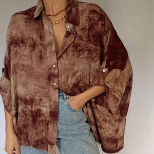 12th Tribe Ritual Toe Dye Mocha Top S